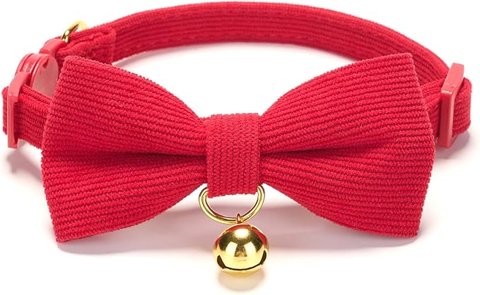 Petiry 2 Pack Cotton Cat Collar, Removable Bowtie, Floral Pattern, Safety Breakaway Clasp, Adjustable for Cats.(Adult Cat