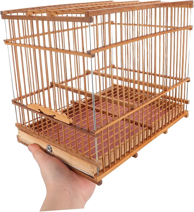 Hemoton Portable Lightweight Bamboo Bird Cage for Small Parrots Eco-Friendly Handwoven Bird Carrier with Unique Design for Travel and Outdoor Use