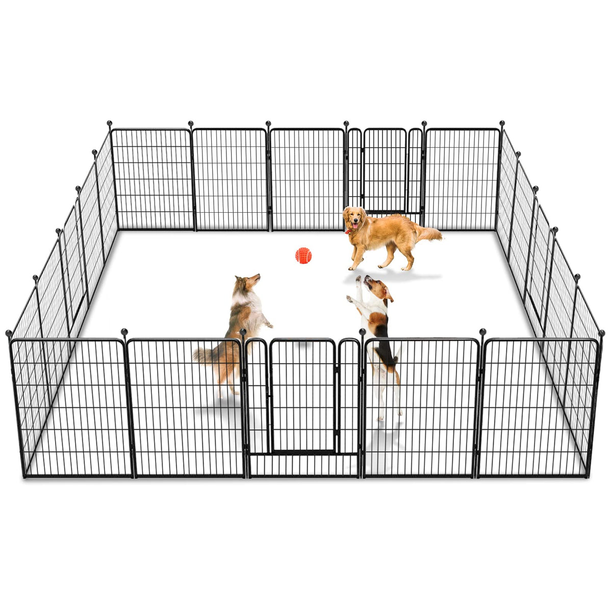 Jhsomdr Dog Playpen 32 inch 30 Panels Indoor Outdoor Dog Pen for Medium/Small Dogs Heavy Duty Metal Dog Fence Outdoor for Yard, Puppy Playpen with Door Portable Pet Fence for RV Camping Yard