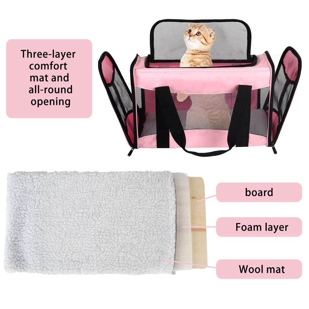 top tasta cat Carrier Large Dog Cat Carriers Puppies up to 30Lbs, Big Dog Carrier Soft Sided, Collapsible Travel Puppy Carrier (X-Large, Pink)
