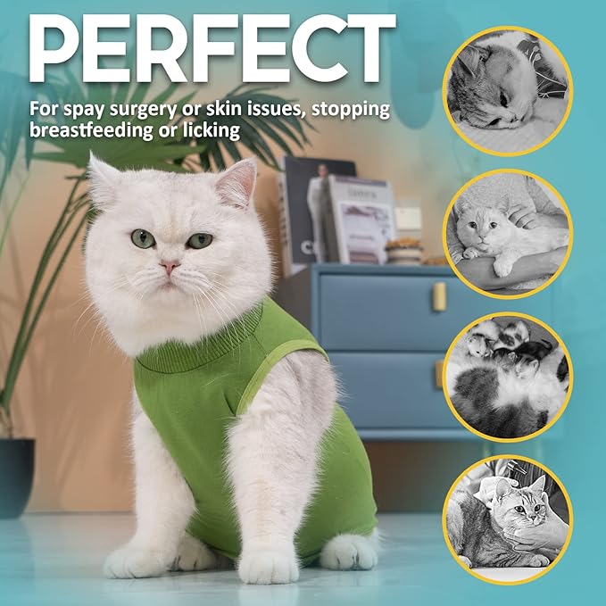 Avont Cat Recovery Suit - Kitten Onesie for Cats After Surgery