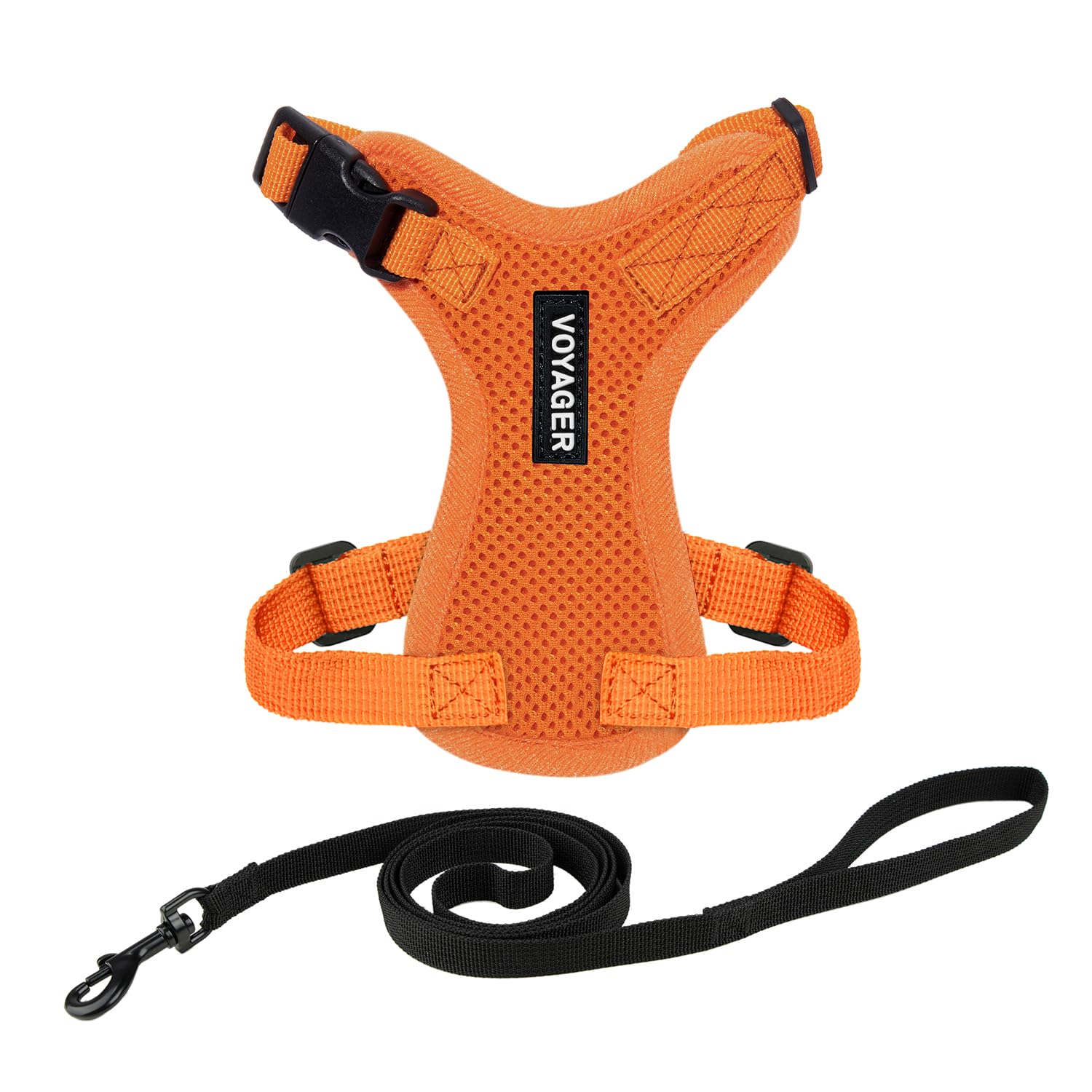 Voyager Escape-Proof Step-in Lock Cat Harness & 5ft Neoprene-Handle Leash Set All-Weather Mesh with Reflective Stitching for Small to Large Cats by Best Pet Supplies, Orange, XS