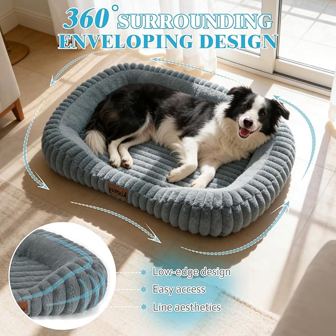 KISIMUY Orthopedic Dog Bed, Memory Foam Bolster Bed for Large Sized Dog