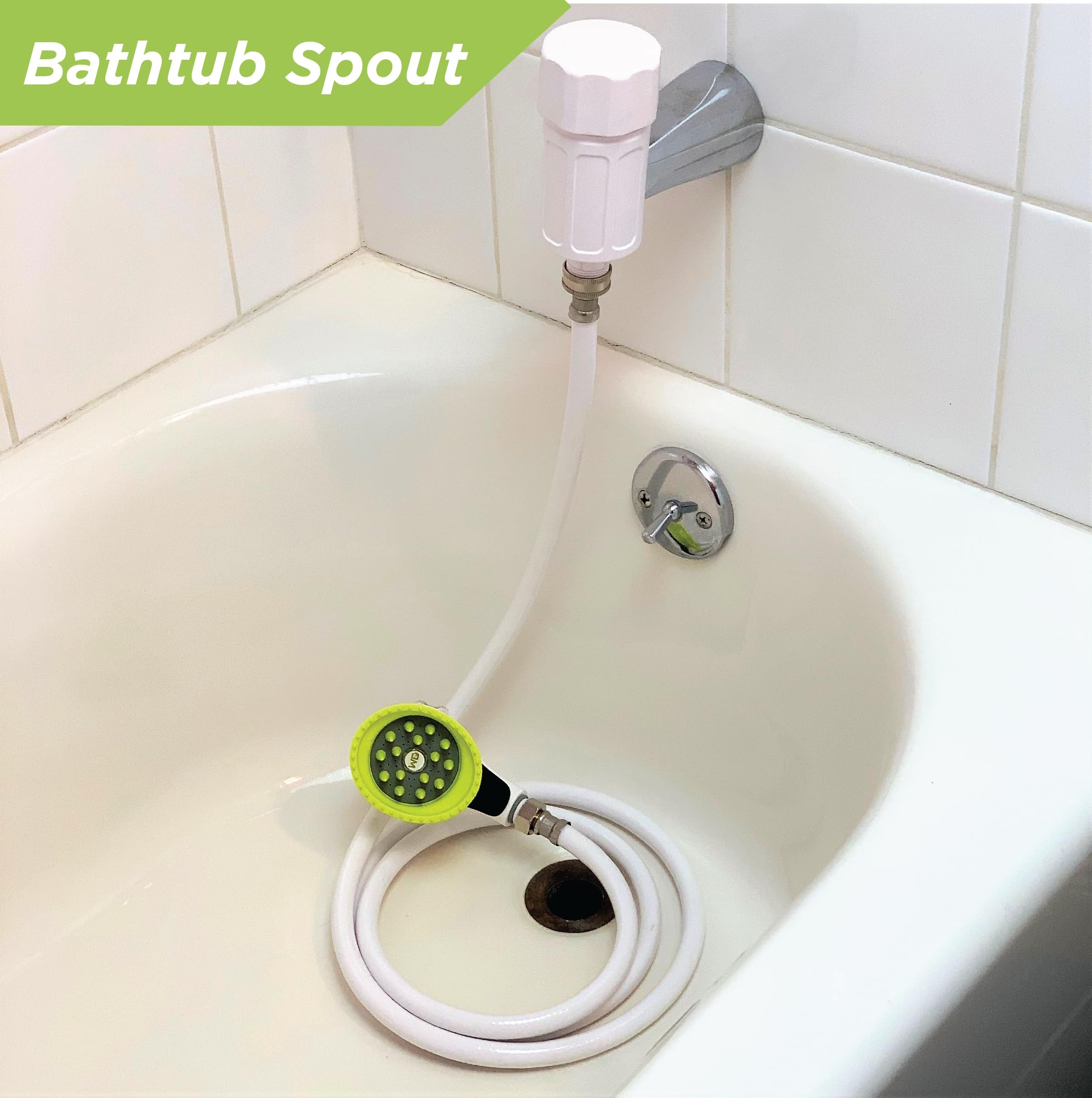Wondurdog Bathtub Spout and Garden Hose Attachment Dog Wash Kit w/Splash Shield and Rubber Scrubbing Teeth. Tub Spouts with Front Pull Up Diverter Only. Pet Grooming for Long and Short Hair.