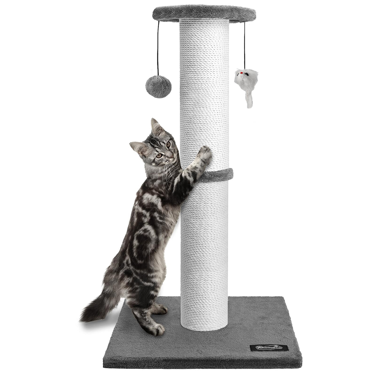 Ahomdoo 34-Inch Tall Cat Scratching Post for Large Cats, Stable Base, Beige