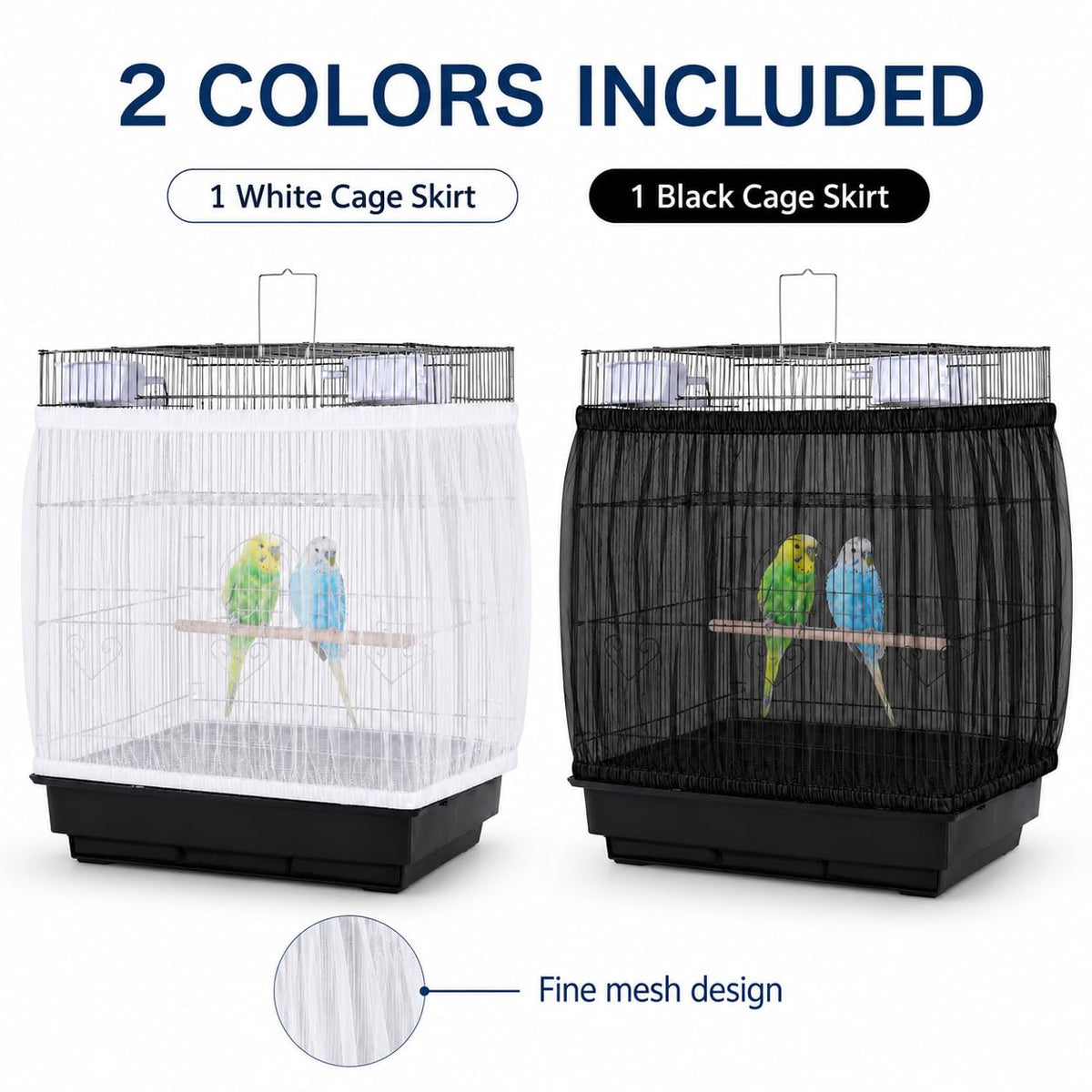 RAINFLOW 2 Pack Bird Cage Seed Catcher - Adjustable Bird Cage Skirt