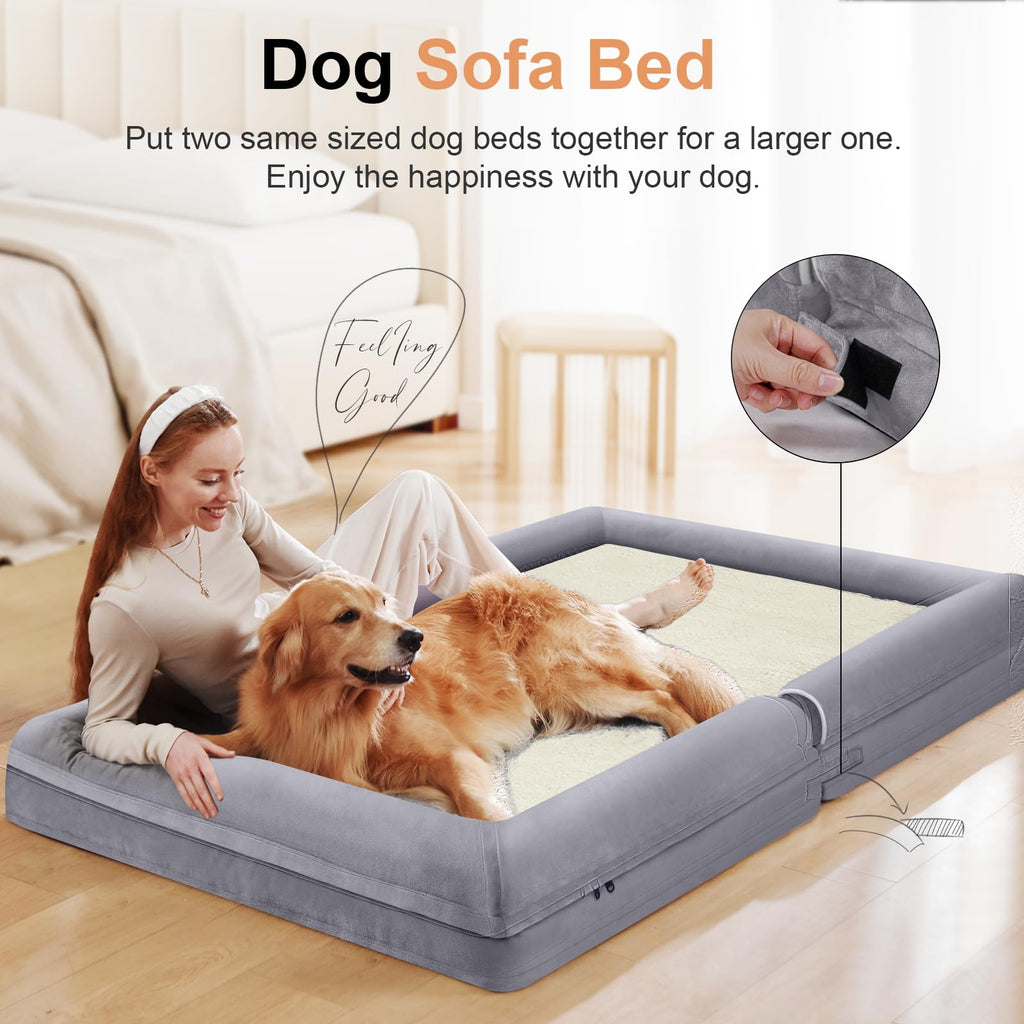 NANUYA Orthopedic Dog Bed for Jumbo Dogs, 53 x 42 Inch, Purple