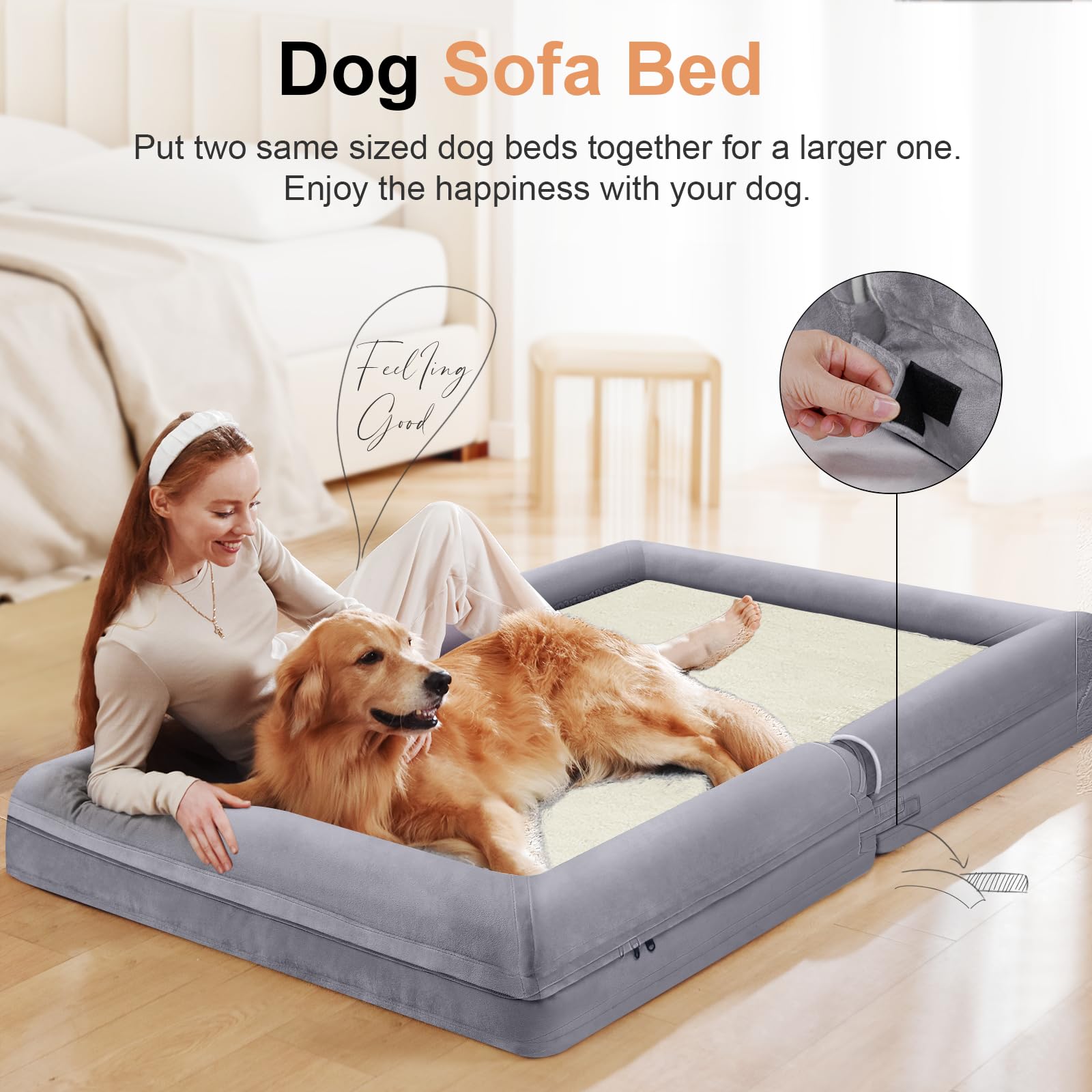 NANUYA Orthopedic Dog Bed for Jumbo Dogs, 53 x 42 Inch, Purple