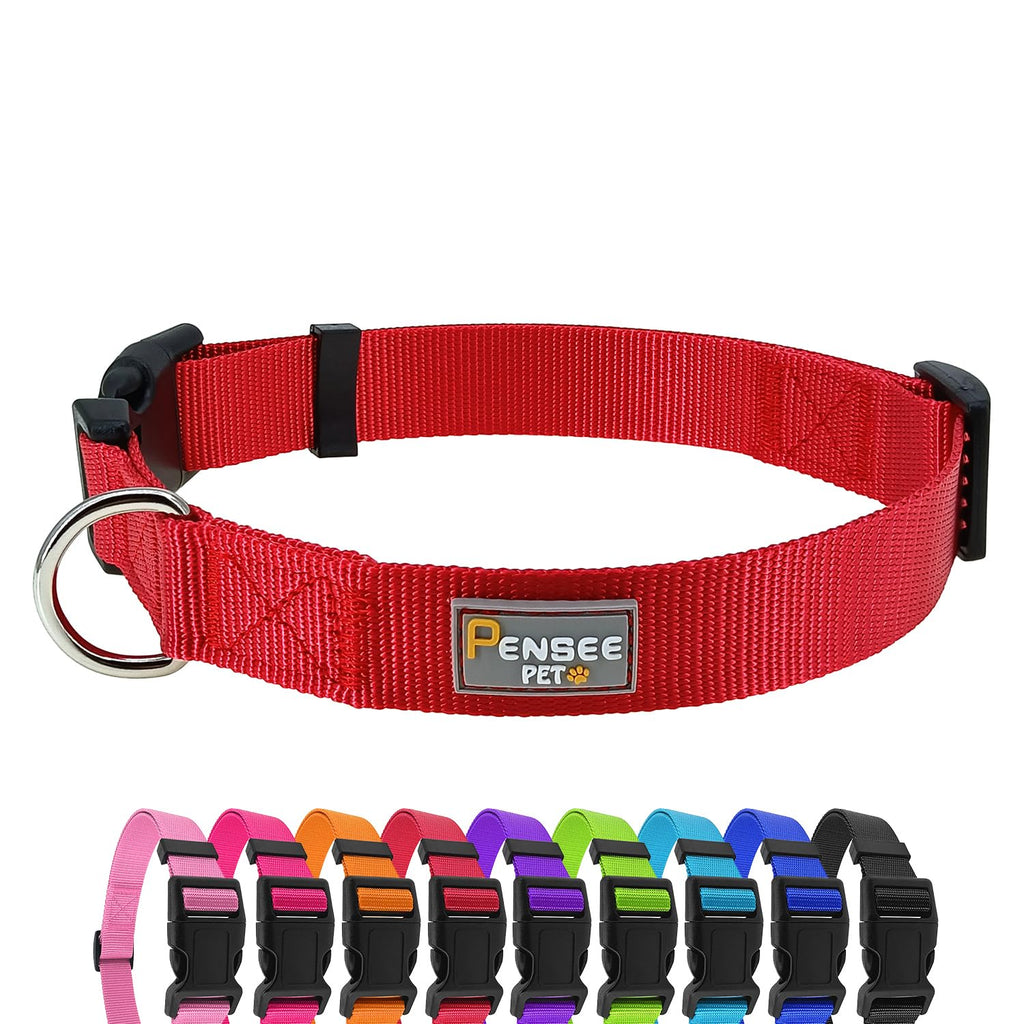 PenSeepet Basic Dog Collar, Adjustable Nylon for Small Dogs,Red