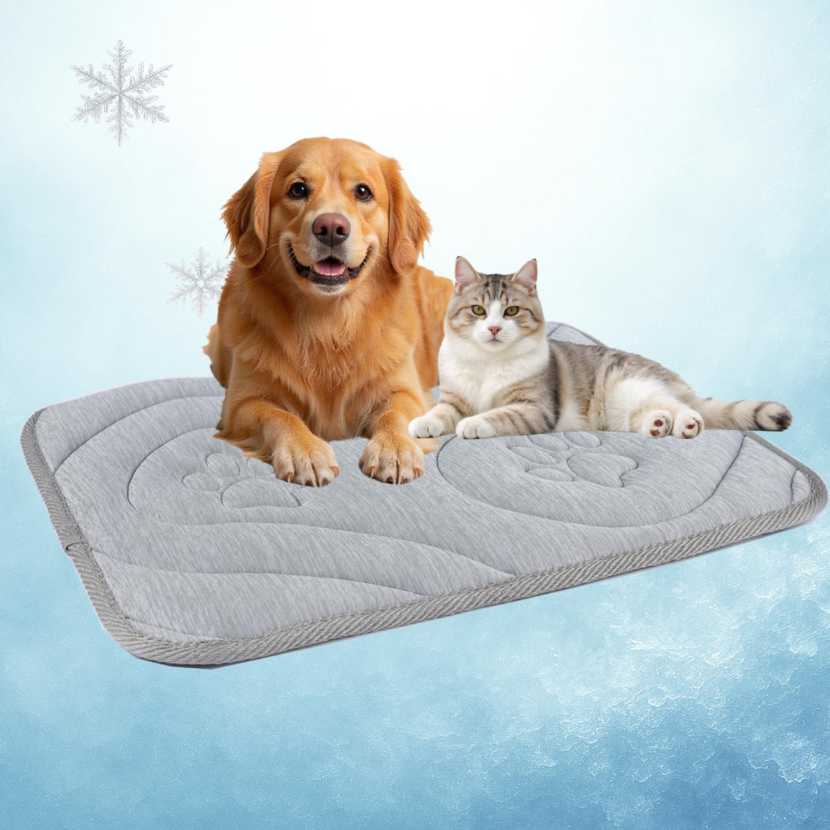 Pawhoo Reversible Dog Cooling Mat for Large Dogs 48"x29" — Thick & Durable Orthopedic Breathable 3D Mesh, Cool-Feel Arc-Chill Fiber (Q-Max>0.5) & Soft Velvet, Machine Washable, Cool Gray