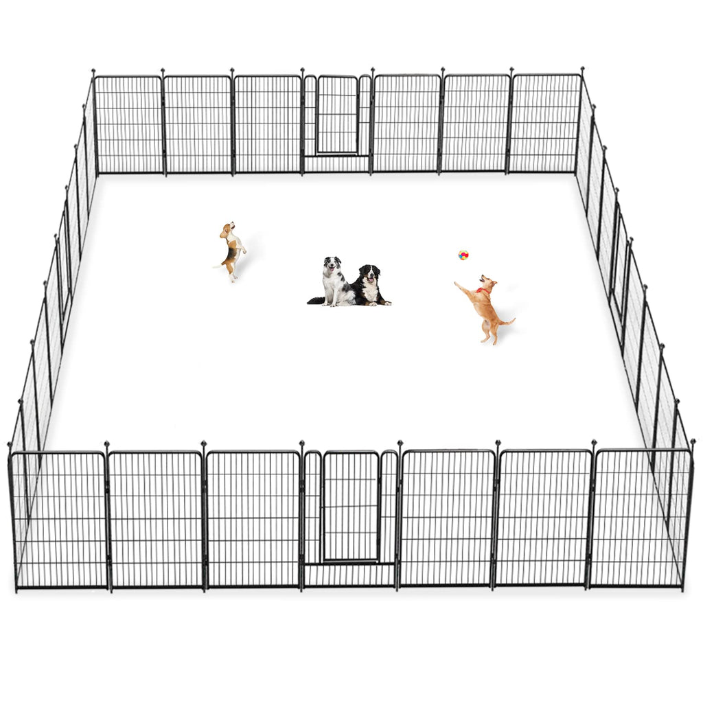 Jhsomdr Dog Playpen 40 inch 30 Panels Indoor Outdoor Dog Pen for Large/Medium/Small Dogs Heavy Duty Metal Dog Fence Outdoor for Yard, Puppy Playpen with Door Portable Pet Fence for RV Camping Yard