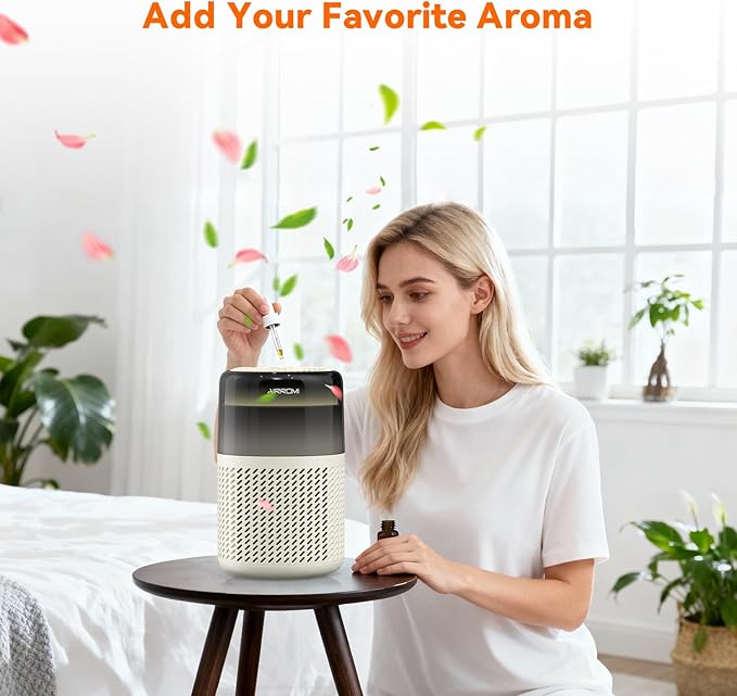 AIRROMI HEPA Air Purifier for Bedroom&Home,Pet Air Purifier for Home Pets,Removes Pet Odor,Cat Litter Smell,Dust,Smoke&Allergies,Quiet Room Air Purifier with Scents,360°Air Cleaner,A2005 Pink