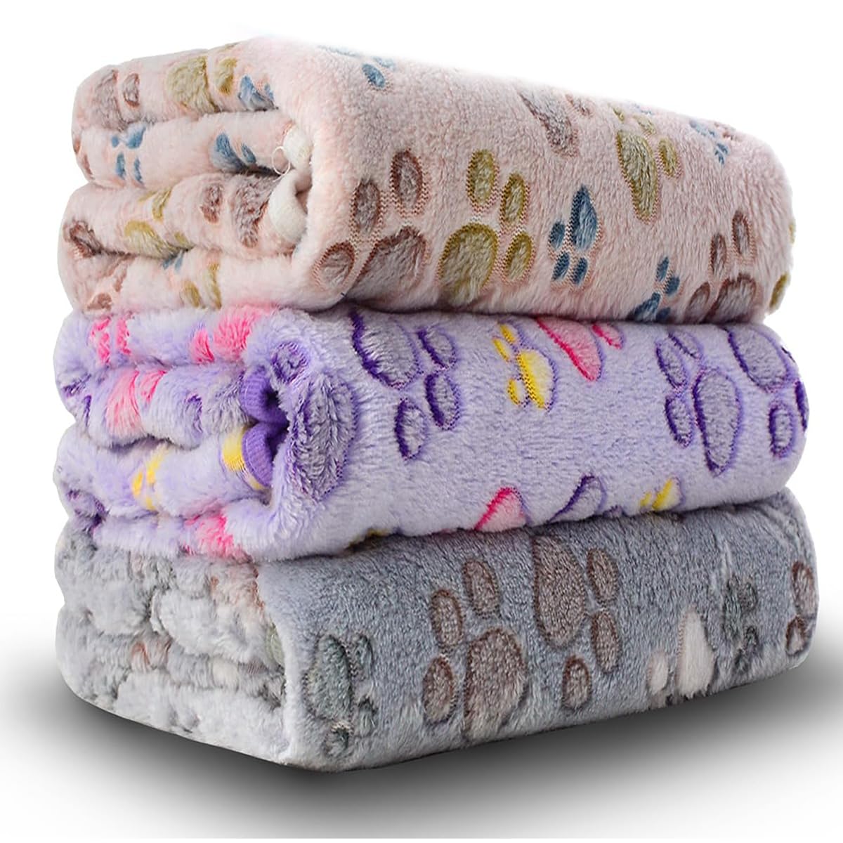 Dog Blankets for Large Dogs, 3 Pcs Dog Blanket Washable, Soft Fluffy Flannel Pet Blanket Mat Cover for Bed Couch, Cute Print Puppy Blanket 60" x 50"