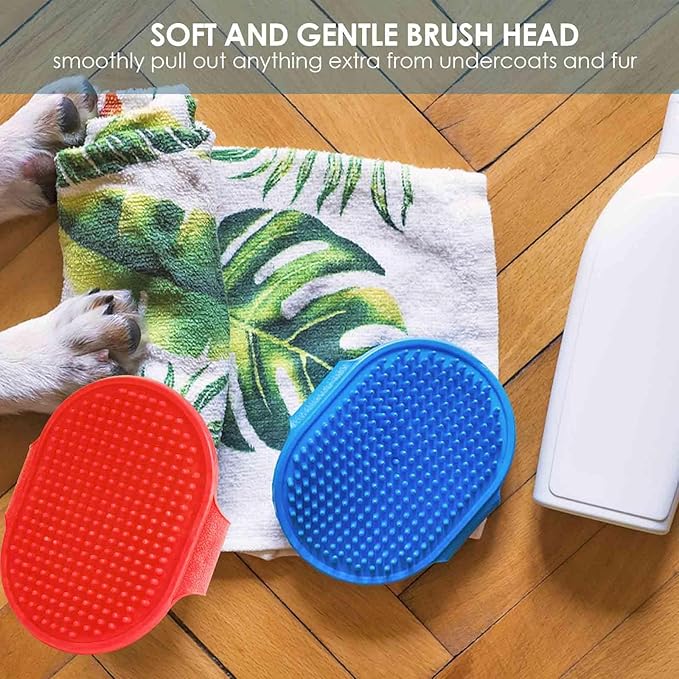 Brillirare 4 Pack Dog Grooming Brush, Premium Soft Silicone Pet Bath Brushes with Adjustable Handle, Shampoo Soothing Comb for Wet Dry Long Short Haired Dogs & Cats Massaging, Deshedding