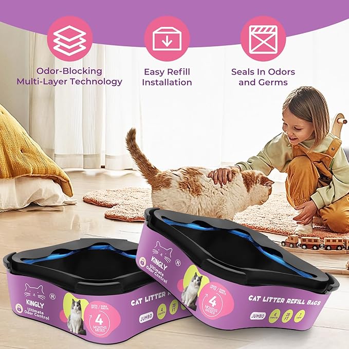 Premium Cat Litter Refill Bags |Jumbo 28FT 2-Pack | Lasts Up to 8 Months | 2 Cartridges for Superior Odor Control