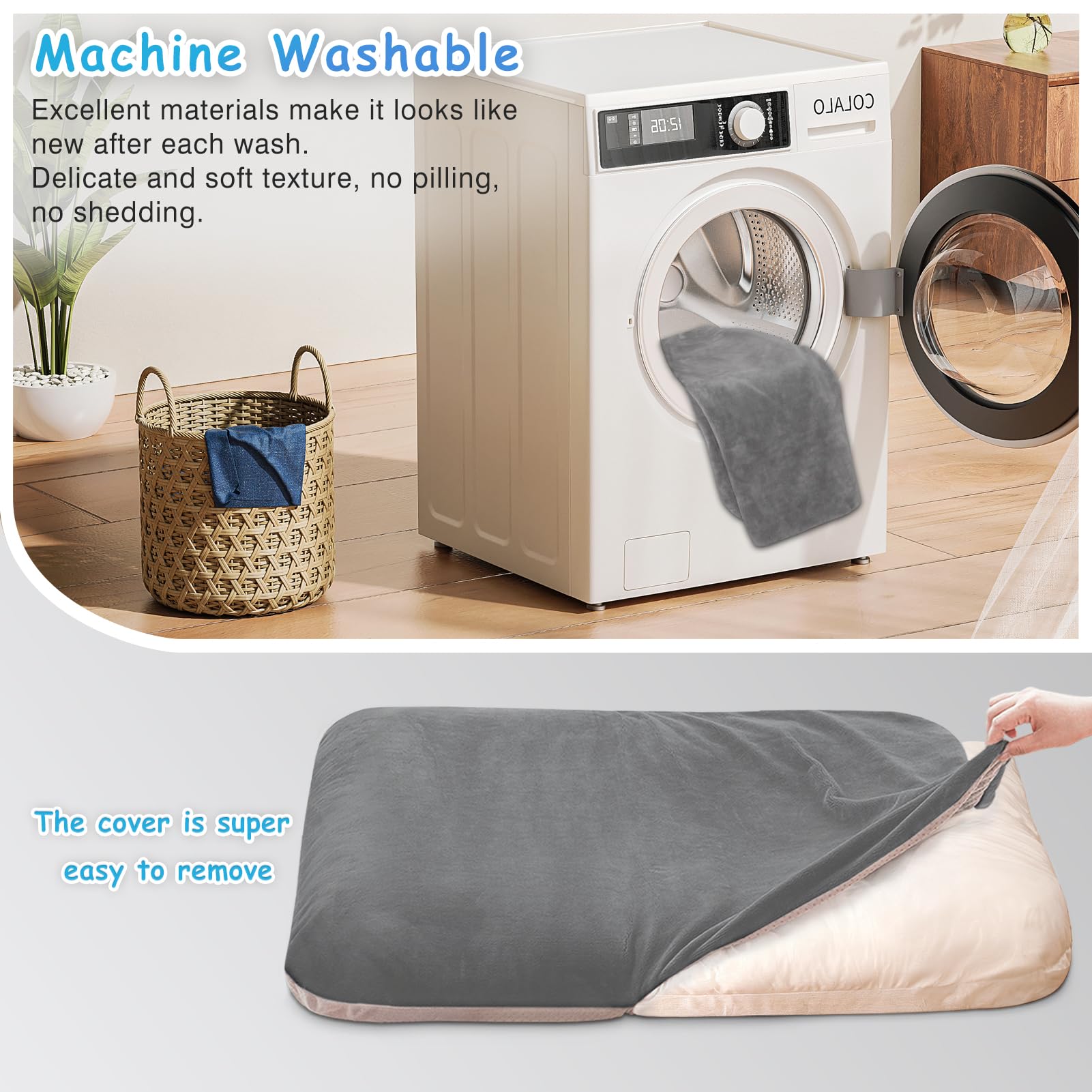 Magic Dog Super Soft Large Dog Bed, 39 Inches Orthopedic Foam Pet Beds with Anti Slip Bottom, Dog Sleeping Mattress with Removable and Washable Cover, Grey