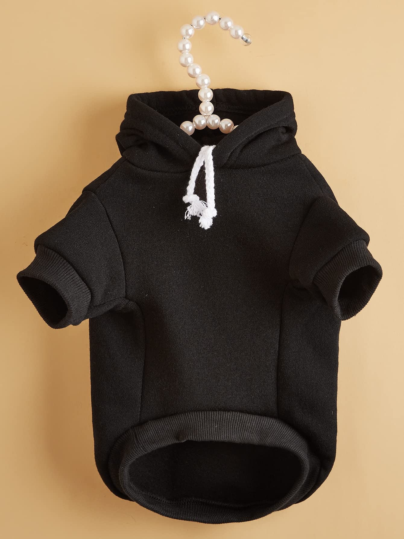 QWINEE Basic Dog Hoodie Sweatshirt Puppy Sweater Warm Cat Costumes Pet Clothes for Chihuahua Puppy Kitten Small Medium Dogs Black Large