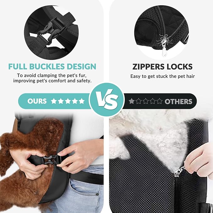 Lukovee Dog Backpack Carrier, Adjustable Front Carrier for Small Breeds