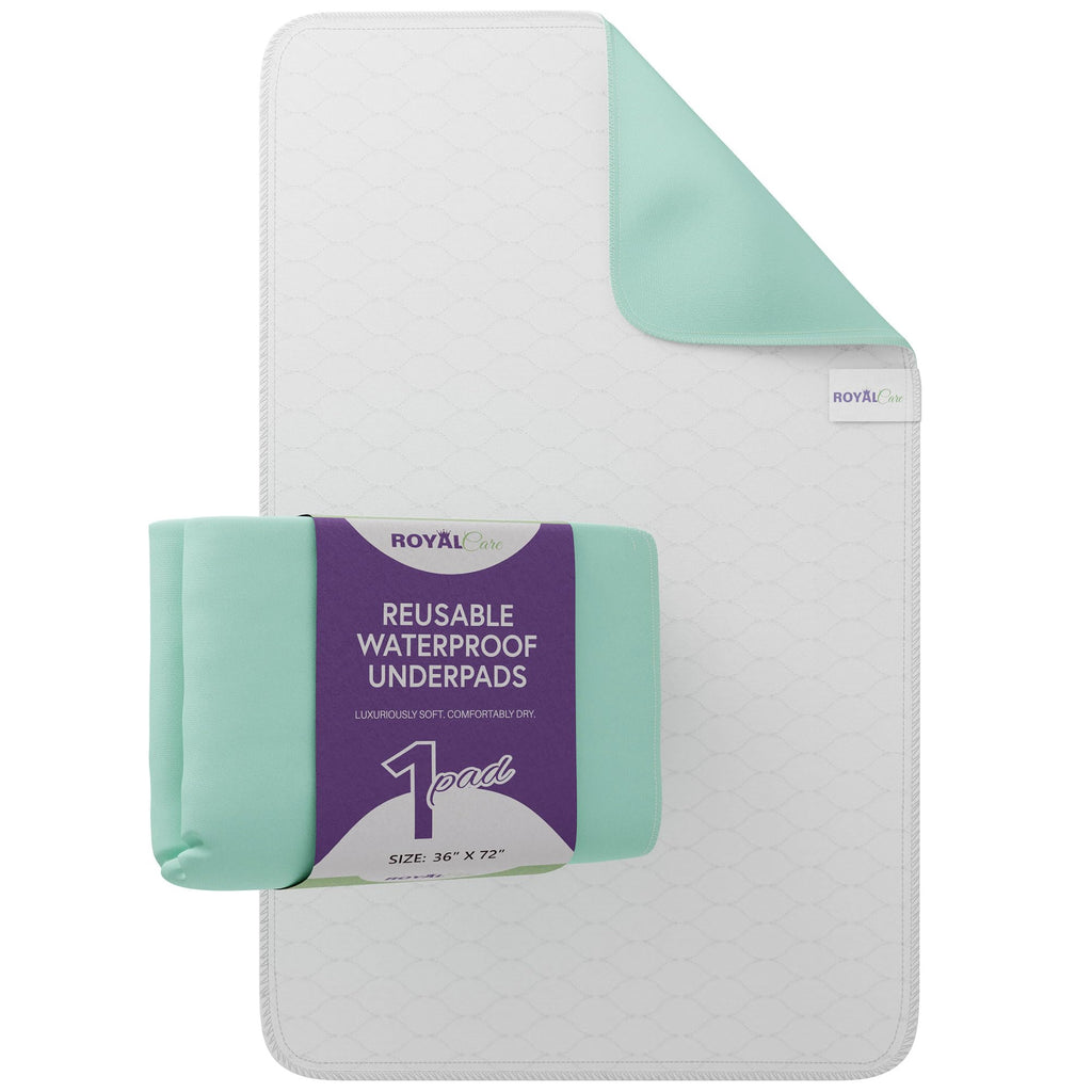 Incontinence Bed Pads - Big Size - Reusable Waterproof Underpad Chair, Sofa and Mattress Protectors - Highly Absorbent, Machine Washable - for Children, Pets and Seniors (36x72 (Pack of 1), Green)