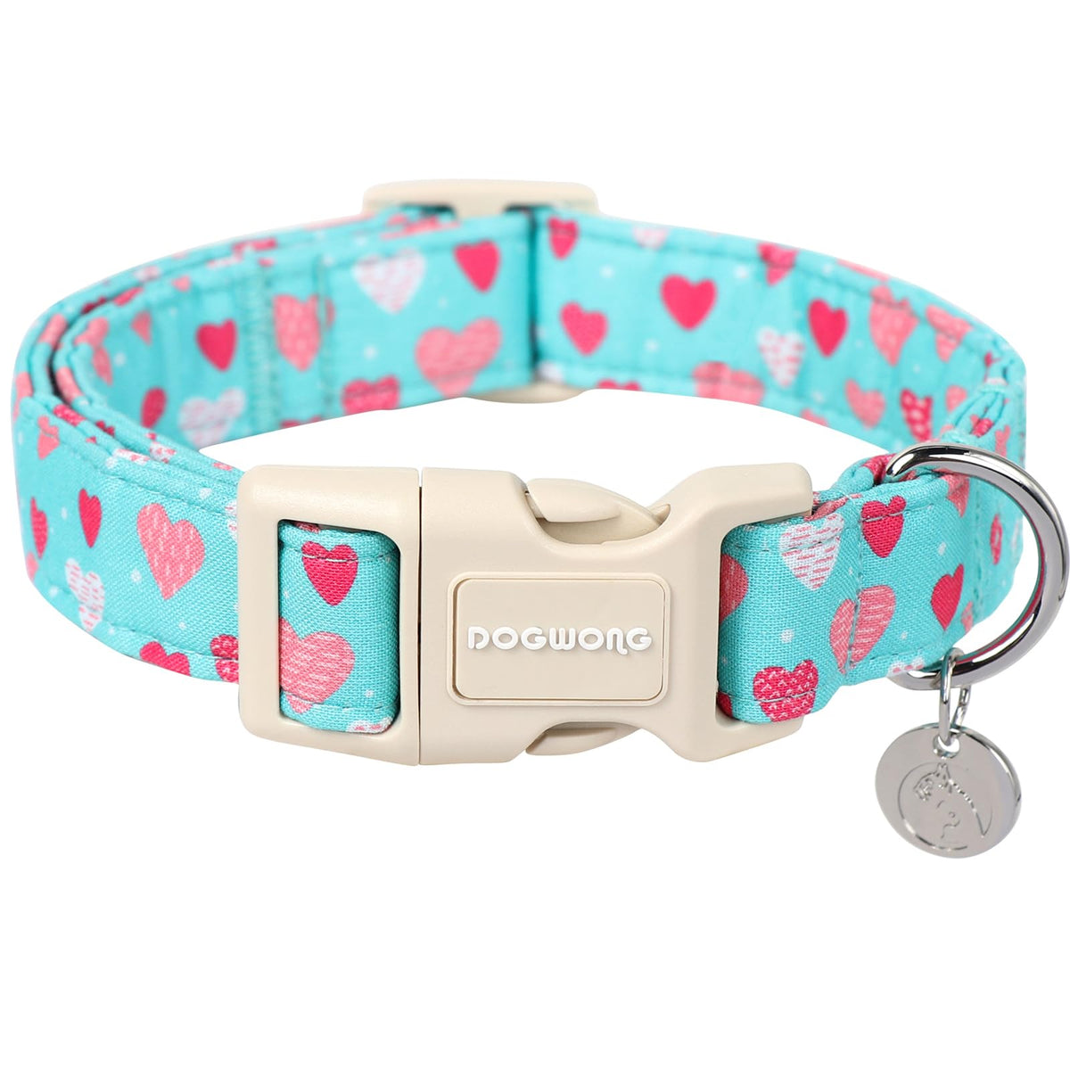 DOGWONG Cotton Hemp Dog Collar, Heavy-Duty Black Dog Collar Adjustable Soft Natural Fabric Pet Cute Wedding Puppy Necklace for Small Medium Large Dogs