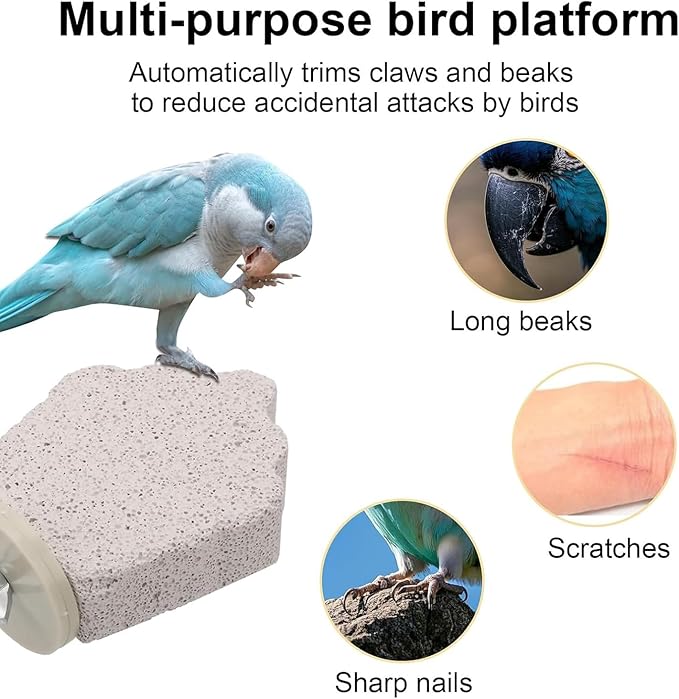 JINJUMEI 4Pcs Bird Beak Grinding Stone, Bird Perch Stands Parrot Calcium Perch Foot Claws Trimmer Parakeet Platform Parrot Chewing Toys for Small Medium Cockatiel Conure Lovebird Finch