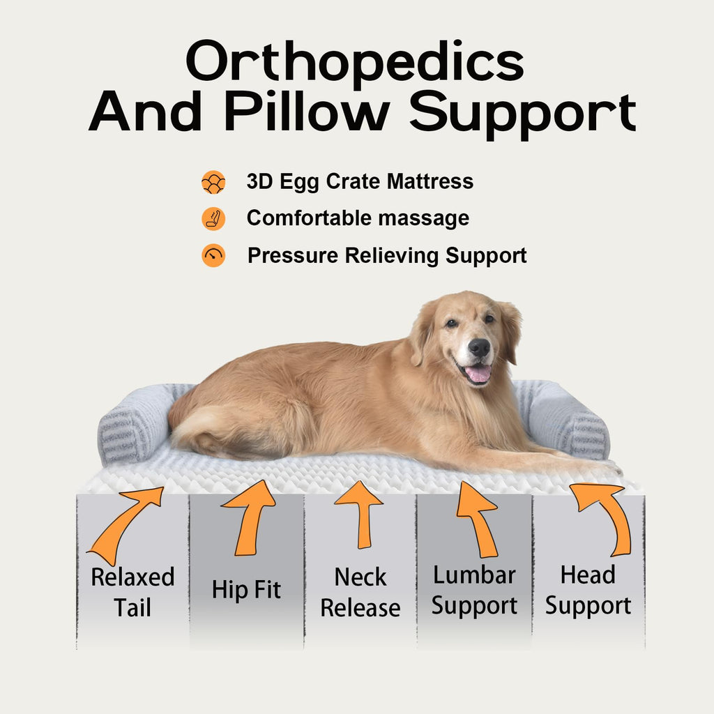 MEKIY Orthopedic XL Dog Bed with Bolster for Extra Large Size Dogs