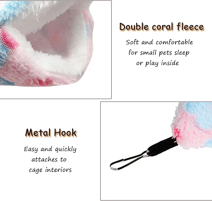 OINEEDU Guinea Pig Ferret Hammock for Cage - Machine Washable Double-Decker Hanging Bed - Fits Sugar Glider,Fancy Rat,Hamster,Gerbil - 13.3" x 13.3" - Love Pink Pattern