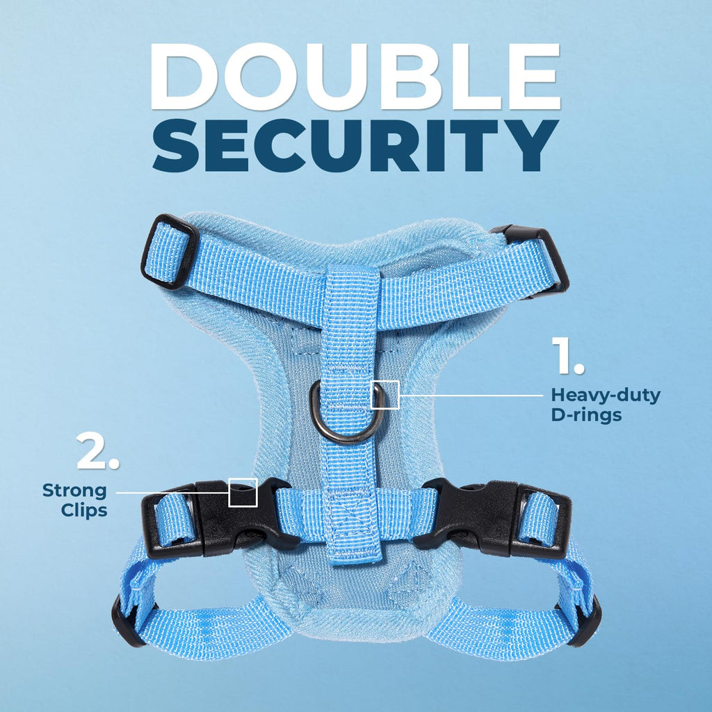 Voyager Escape-Proof Step-in Lock Cat Harness & 5ft Neoprene-Handle Leash Set All-Weather Mesh with Reflective Stitching for Small to Large Cats by Best Pet Supplies, Baby Blue, XS