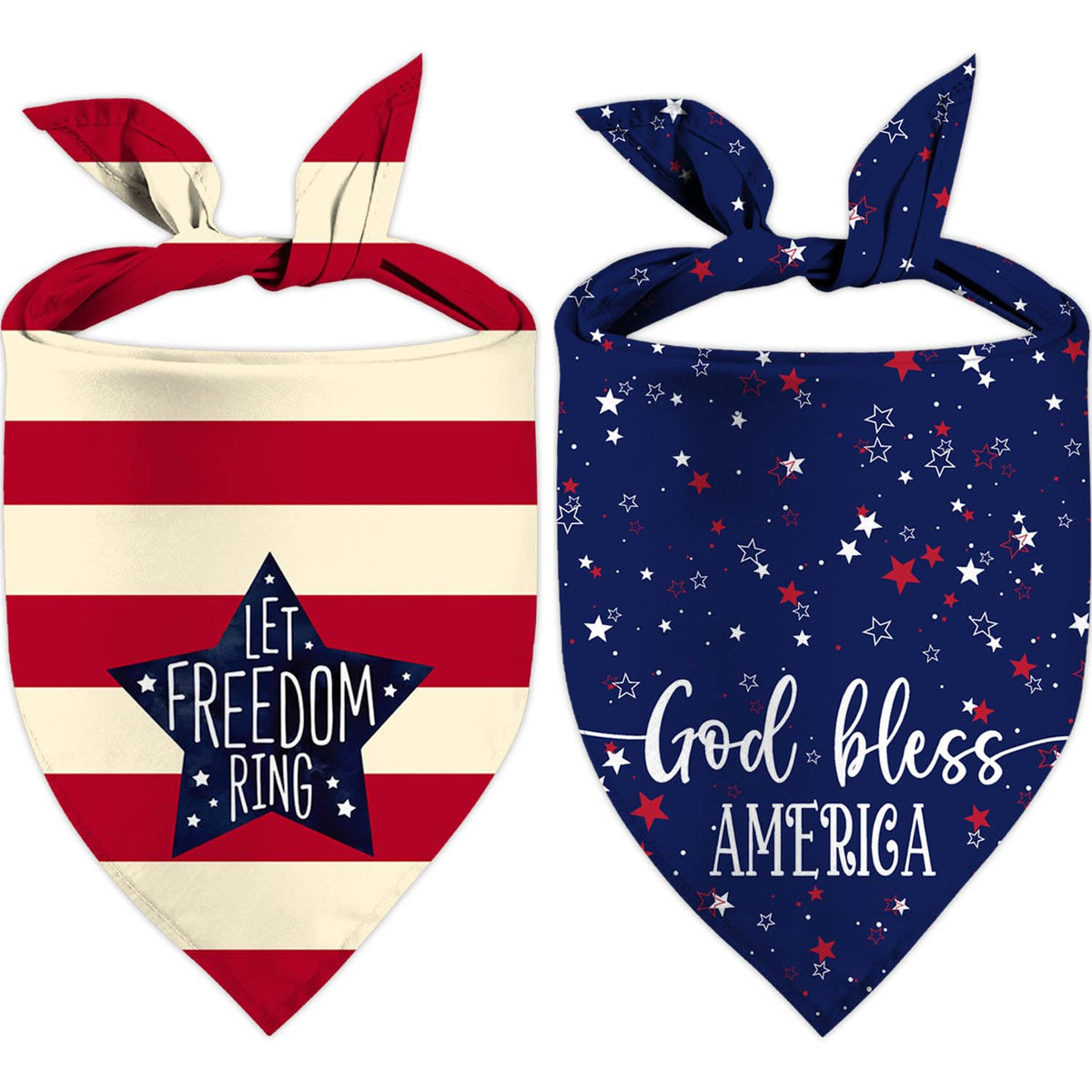4th of July Dog Bandanas, Patriotic Party Pet Decorations 2 Pack, Adjustable Independence Day Holiday Bandana American Flag Triangle Bibs Cat Scarf Set