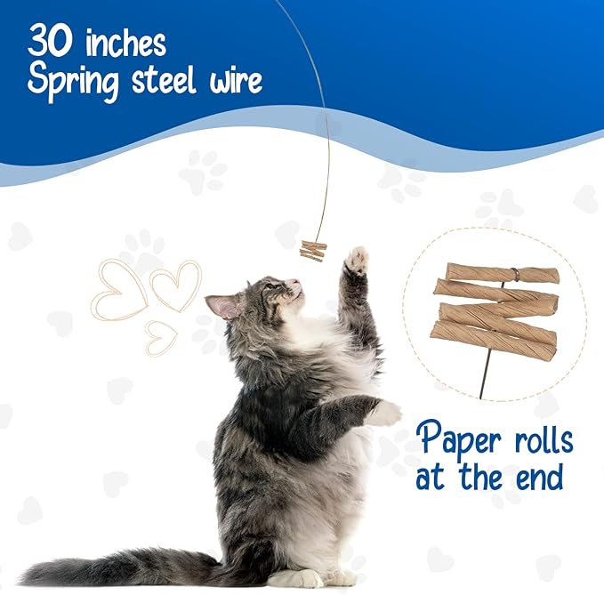 Cat Dancer Interactive Cat Toy - Fun and Fitness for Your Furry Friend - Engaging Paper Roll Attached with 30 Inches Flexible Spring Steel Wire for Playful Cats – 2 Pack