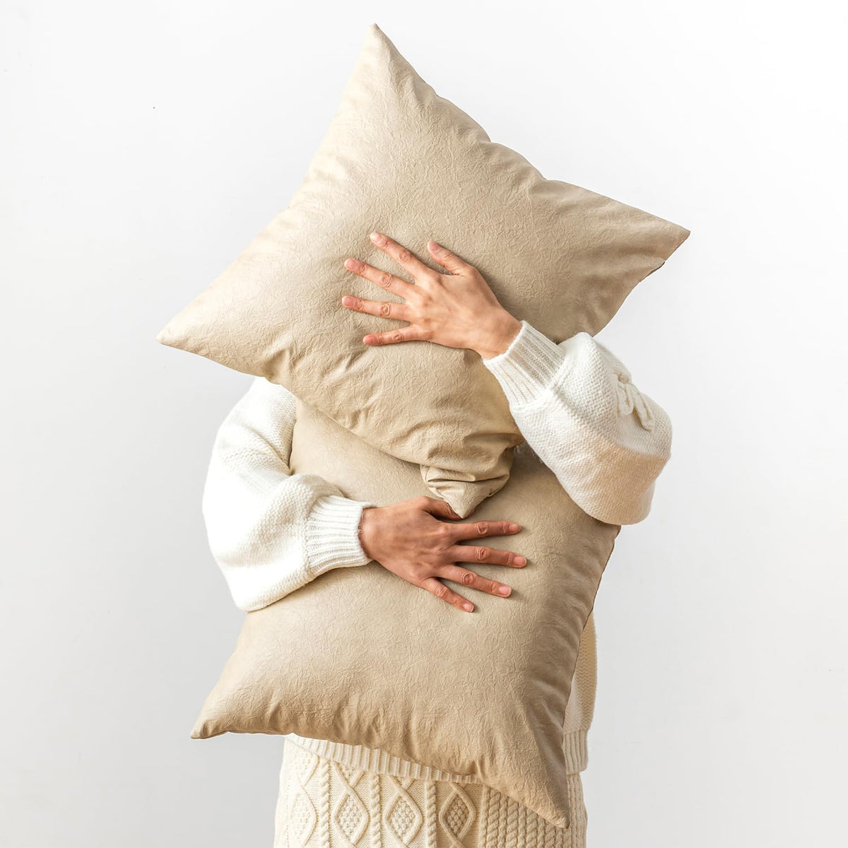 GEGELICA Pack of 4 Neutral Decorative Faux Leather Throw Pillow Covers