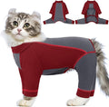 SUNFURA Hair Sticky Cat Clothes, Cat Sweater for Cats Only, 4-Legged Fleece Sweaters Kitten Pajamas Reduce Shedding Fur, Warm Pullover Shirts for Cats, Red XL