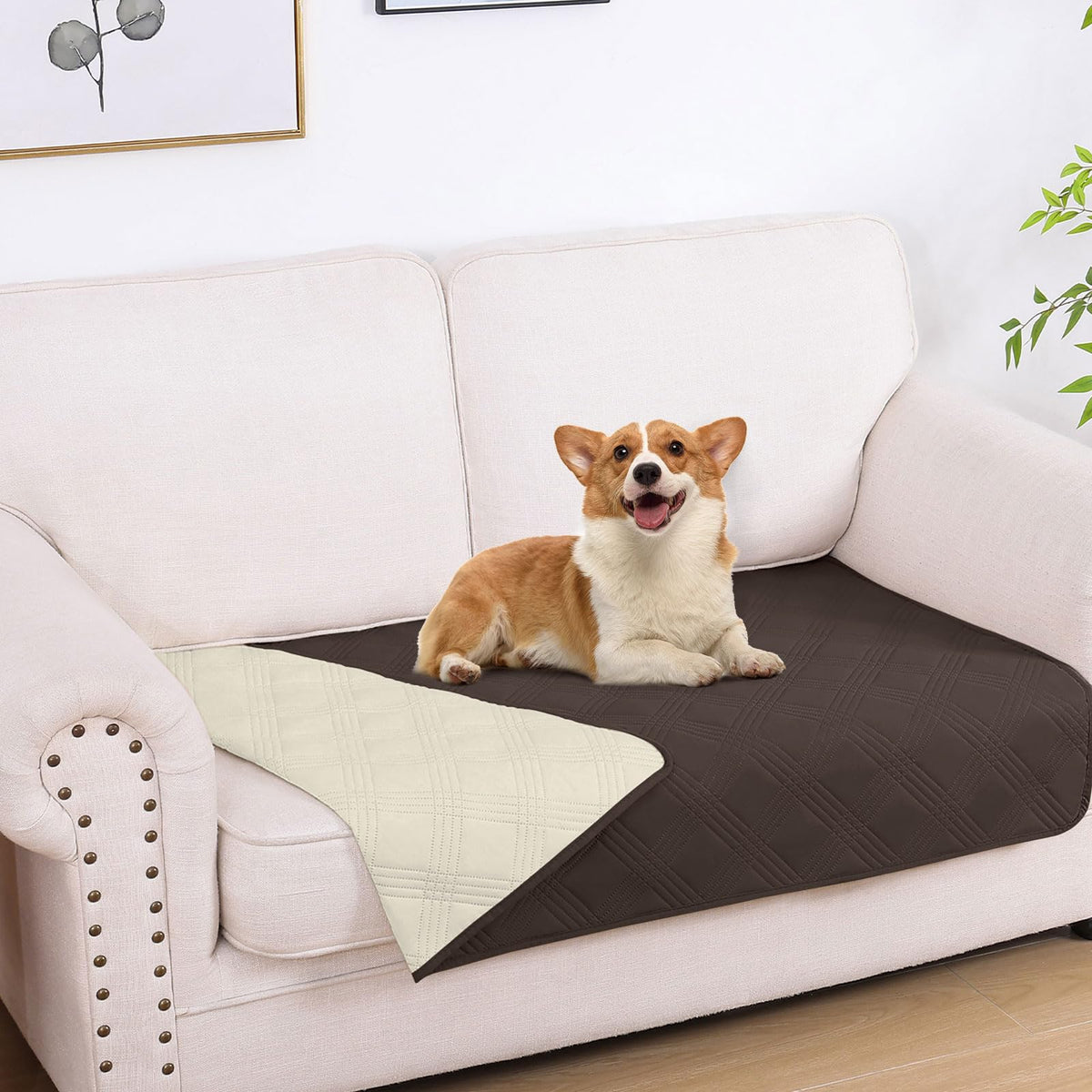 hyha Waterproof Reversible Dog Blanket, Soft Couch Cover for Dogs Washable