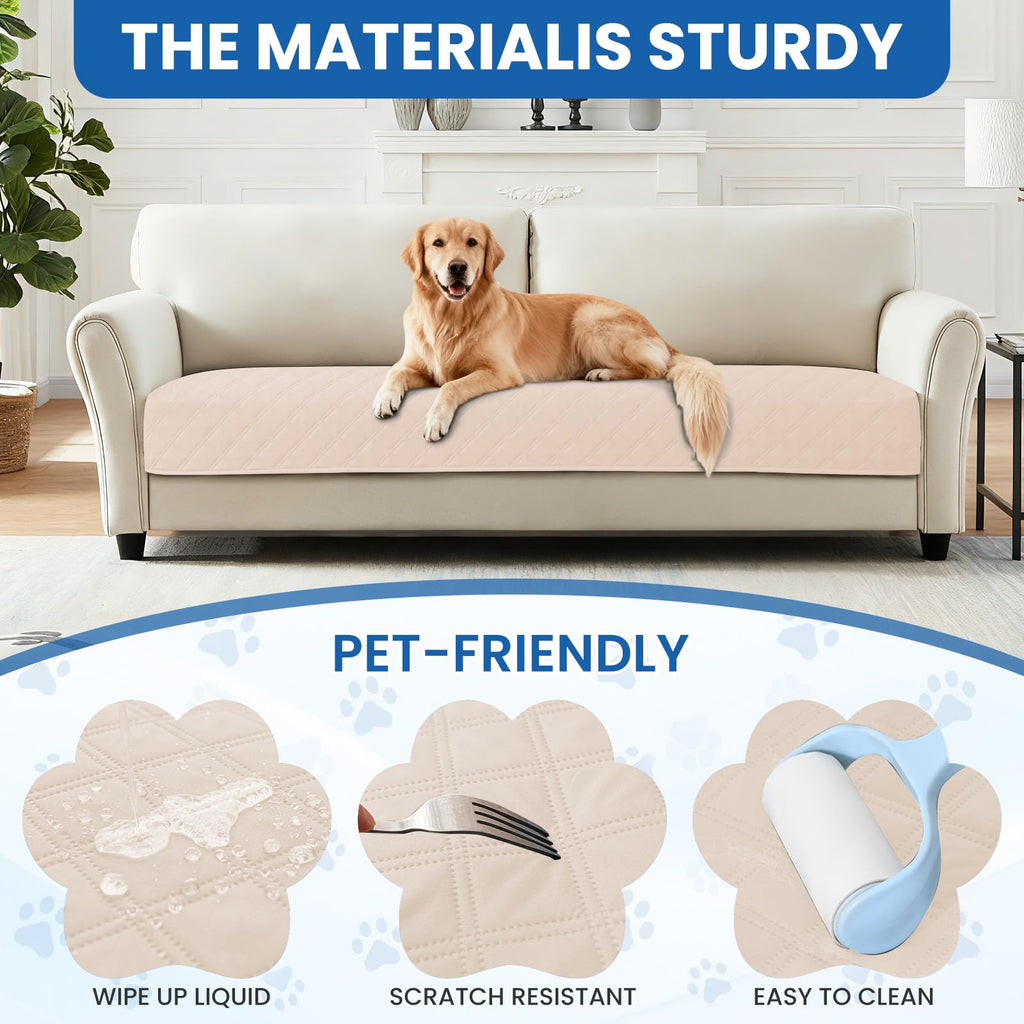 CYCMACO Waterproof Couch Covers for Pets, Waterproof Dog Bed Cover, Anti-Slip Soft Dog Blankets, Couch Cover for Dogs Washable, Pet Blanket for Puppy Large Dogs Cat (68x82 Inch, Beige)