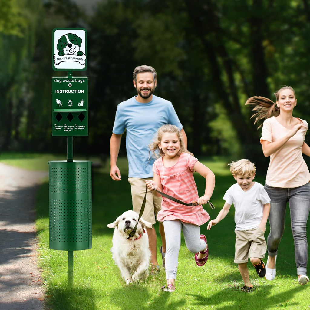VEVOR Dog Waste Station, 11.5 Gallon Pet Waste Station with Lockable Bag Dispenser, 50 Can Liners & 600 Waste Bags, Outdoor Pet Poop Station for Apartments, Parks, Backyard, Dog Waste Disposal System