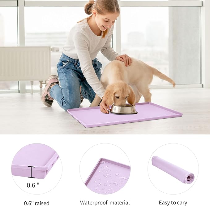 Silicone Dog Food Mat Waterproof Pet Feeding Tray for Small Medium Dogs