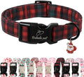 Babole Pet Christmas Dog Collar for Puppy Small Dogs - Vintage Red Green Tartan Christmas Collars for Dogs, Soft Adjustable Winter Holiday Dog Collars with Quick Release Buckle XS