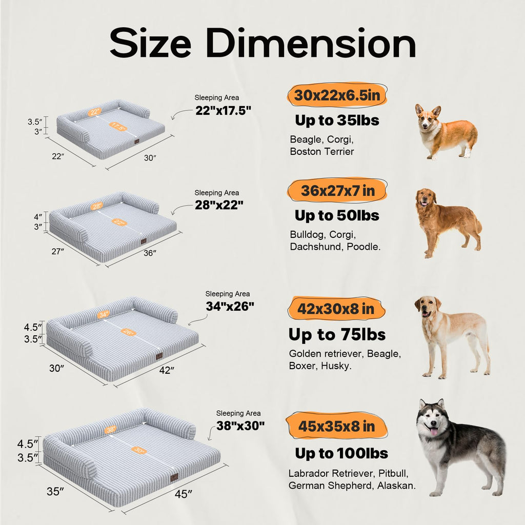 MEKIY Orthopedic XL Dog Bed with Bolster for Extra Large Size Dogs