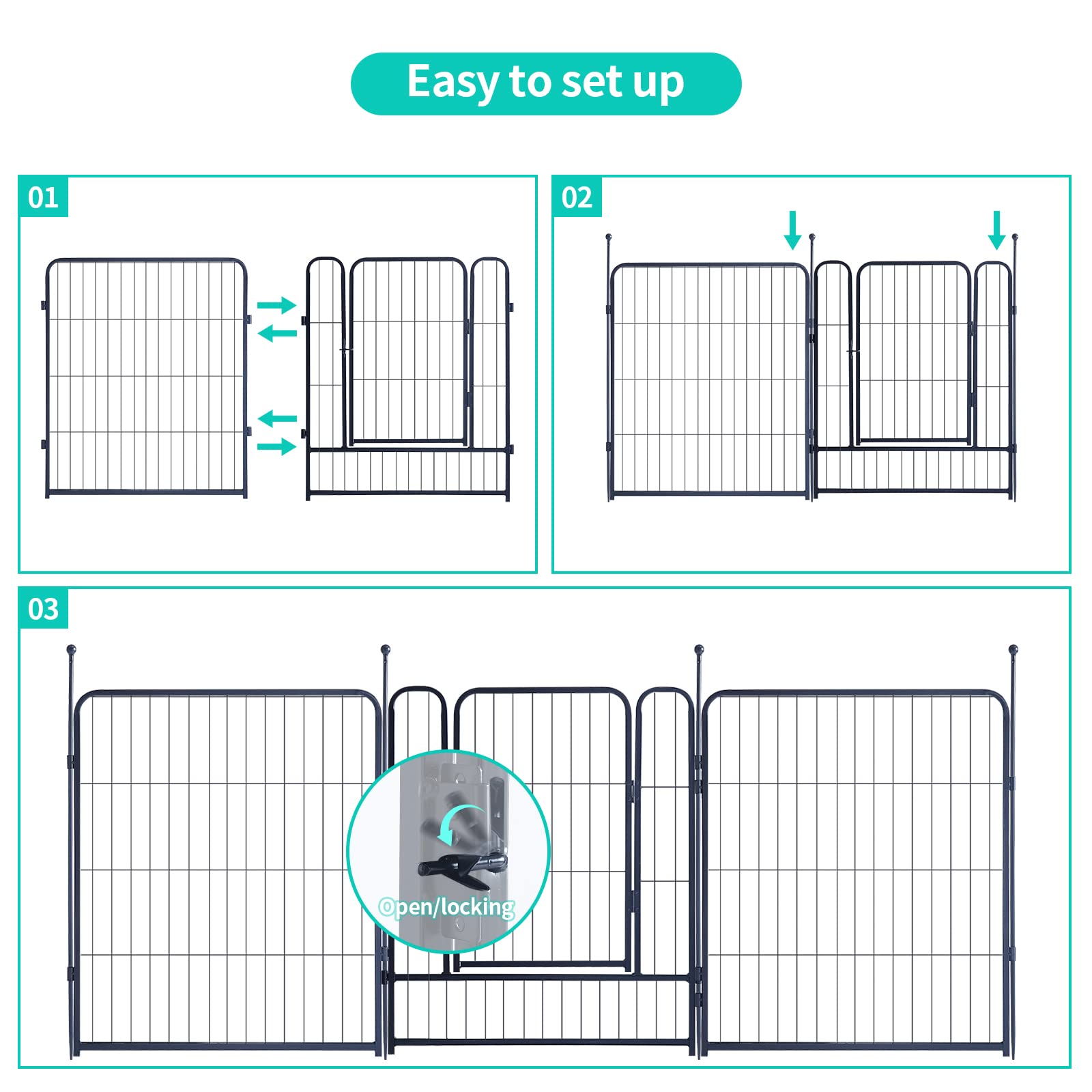 Dog Playpen,Portable Outdoor Dog Fence, Dog Playpen for Large/Medium/Small Dogs, Dog Fences for the Yard,with Doors Foldable Metal (32 inch, 24 Panels)