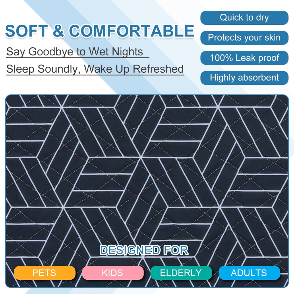 OUTCREATOR® Washable Bed Pads 34" x 76" (Pack of 2), Incontinence Mattress Protector, Anti-Slip Waterproof Underpads for Adults Kids Elderly Pets, Absorbency & Reusable Bedwetting Pads (Navy Blue)