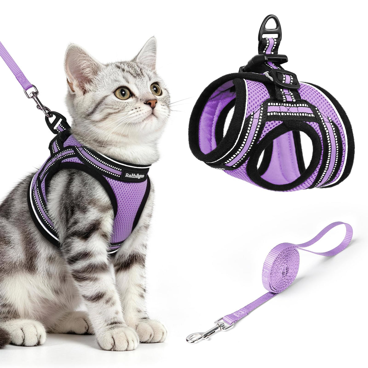 rabbitgoo Cat Harness and Leash Set, Step-in Soft Vest, Grey