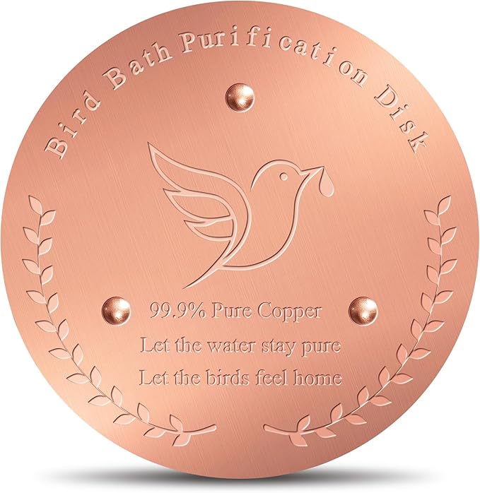 SONSIL Bird Bath Copper Disk, Sturdy 1mm 99.9% Pure Copper Disk, Triple-Point Support Ensures Clean Water Year-Round, Fits Most Outdoor Birdbath Bowls (1)