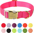 Nylon Dog Collar - Adjustable Rose Red Soft Webbing Dog Collars for Small Medium Large Dogs Boy Girl Puppy Collar with Safety Metal Buckle XS