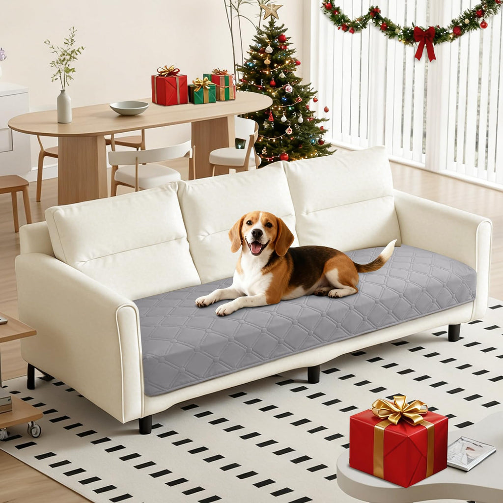 CYCMACO Waterproof Dog Bed Cover, Non-Slip Dog Blanket for Couch, Couch Covers for Dogs Washable, Pet Blanket for Furniture, Pet Bed Mat for Sofa, Car, Pet Supplies (82x82 Inch, Light Grey)