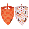 PTDECOR Thanksgiving Dog Bandanas, Orange White Fall Pet Scarf, Large