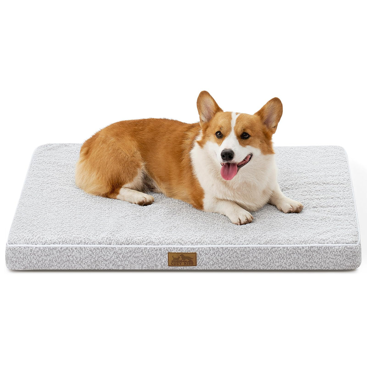 COZY KISS Flat Dog Crate Bed Washable for Small Dogs, S 24x16 inch Beige