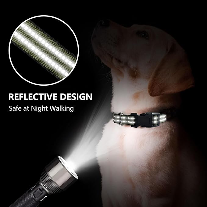 JOYEEIIOO Martingale Dog Collar, Adjustable Nylon Reflective Collar with Quick Release Buckle, No Pull Dog Training Collars for Small Medium Large Dogs (Forest Green, Large)