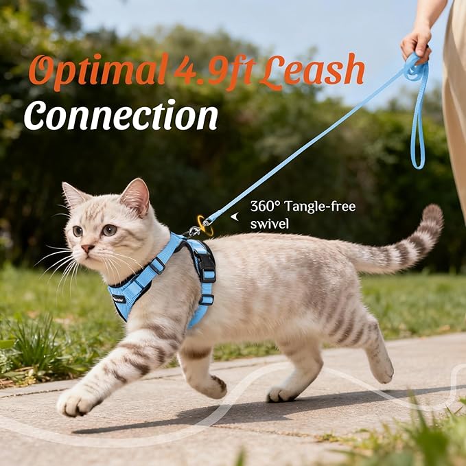 Dooradar Cat Harness and Leash Set, Adjustable and Escape Proof, S
