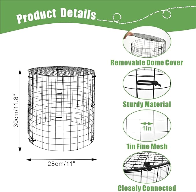 5 Packs Garden Plant Protectors from Animals,Metal Plant Cage,11.8"x 12.6"