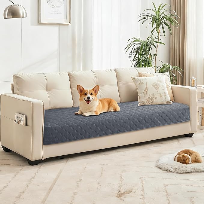 Waterproof Dog Blanket, Non-Slip Soft Pet Bed Cover, Couch Cover for Dogs Washable, Protects Sofa, Furniture, Crate, Car, Tear Resistant Leakproof Pet Blanket (30x70 Inch, Dark Grey)
